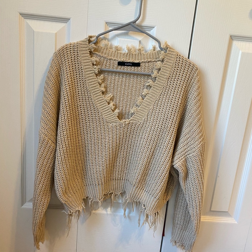 Beige Crop Sweater
